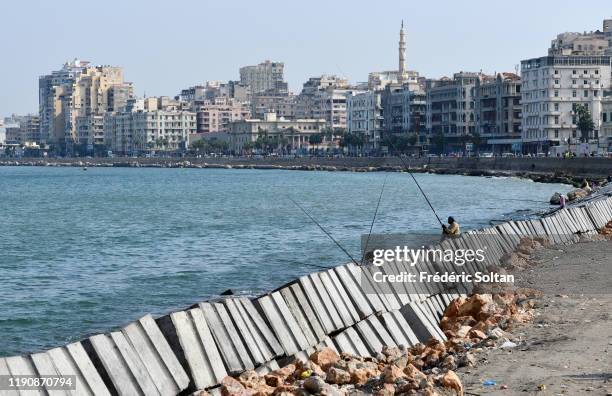 Dam construction on the Corniche in Alexandria on November 23, 2019 in Alexandria, Egypt.