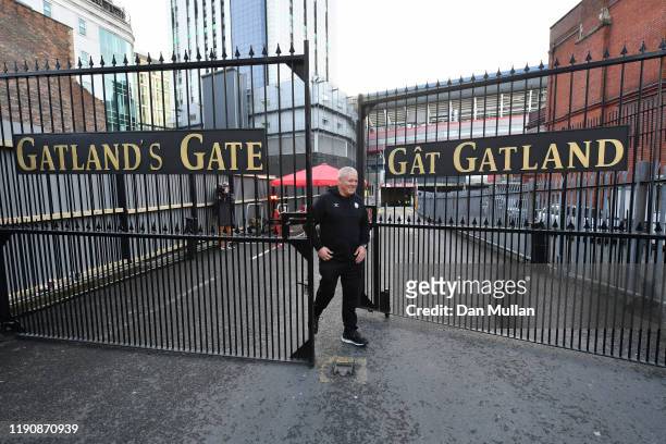 Warren Gatland, Coach of the Barbarians walks through a gate named in his honour prior to the Barbarians Captain's Run at Principality Stadium on...
