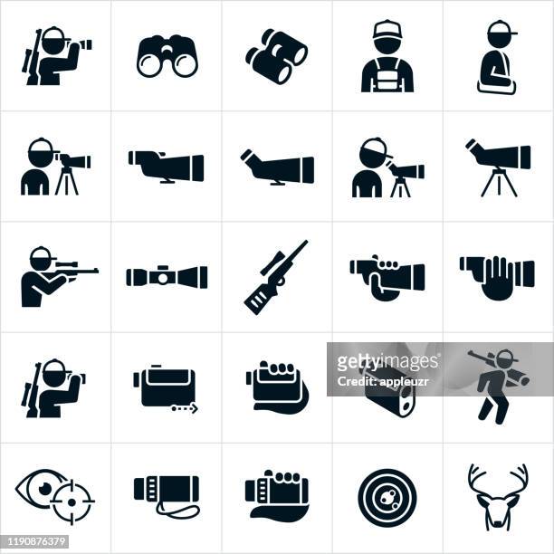 illustrations, cliparts, dessins animés et icônes de icônes d'optique de chasse - binoculars icon
