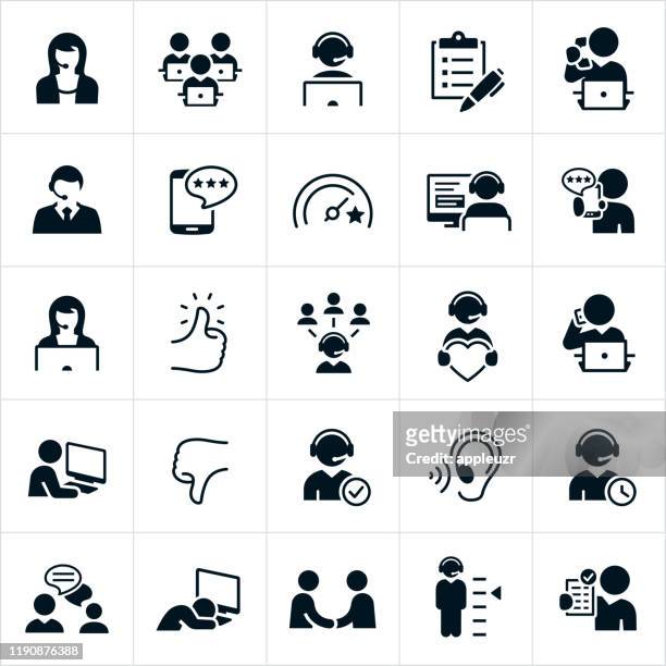 customer support icons - customer service icons stock illustrations