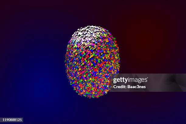 colorful ball/egg made of 3d cubes - solving rubix cube stock pictures, royalty-free photos & images
