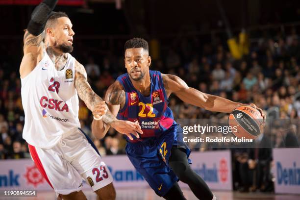 Cory Higgins, #22 of FC Barcelona in action during the 2019/2020 Turkish Airlines EuroLeague Regular Season Round 11 match between FC Barcelona and...