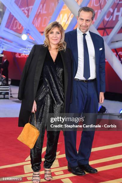 Amanda Sthers and a guest attend the opening ceremony during the 18th Marrakech International Film Festival on November 29, 2019 in Marrakech,...