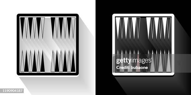 backgammon board game black and white icon with long shadow - playing backgammon stock illustrations