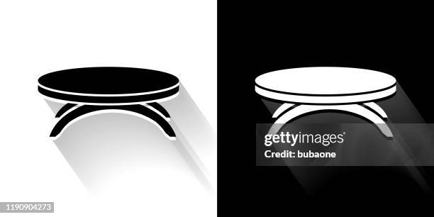 coffee table black and white icon with long shadow - coffee table white background stock illustrations