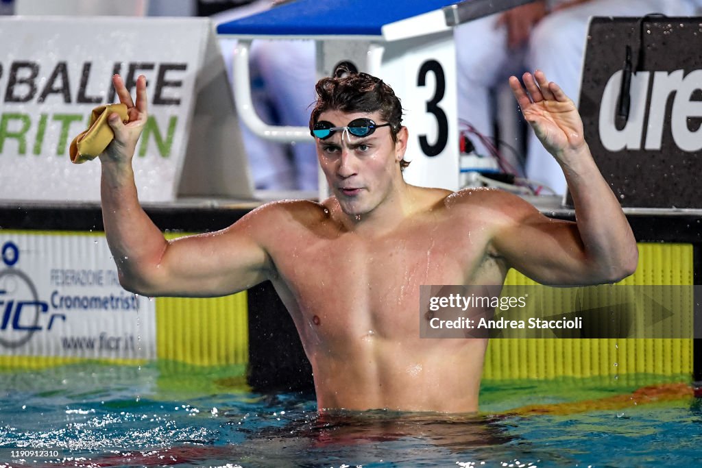 Nicolo Martinenghi of Fiamme Oro NC Brebbia reacts at the...