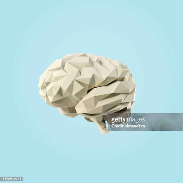 origami brain made of plain paper - origami foto e immagini stock