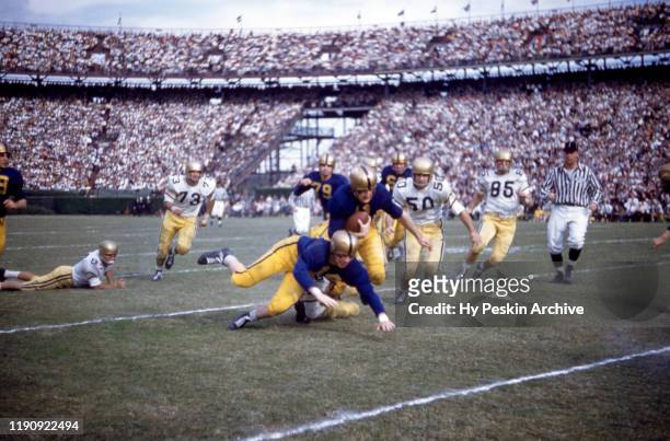 General view as the Pittsburgh Panthers run with the ball during the 1956 Sugar Bowl Game against the Georgia Tech Yellow Jackets on Jauary 2, 1956...