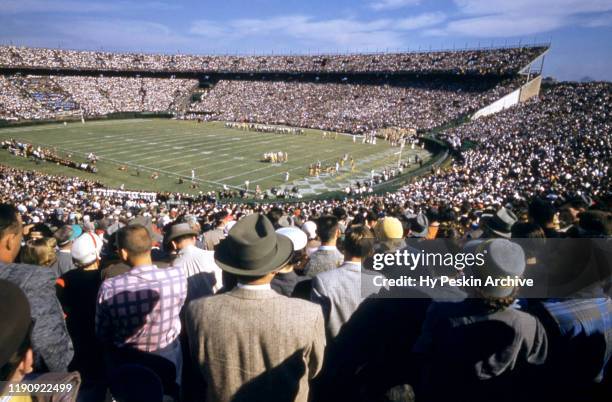 General view of the crowd and field during the 1956 Sugar Bowl Game between the Georgia Tech Yellow Jackets and Pittsburgh Panthers on Jauary 2, 1956...