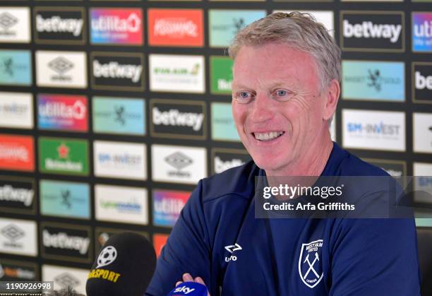 David Moyes of West Ham United during his Press Conference after Training at Rush Green on December 30, 2019 in Romford, England.