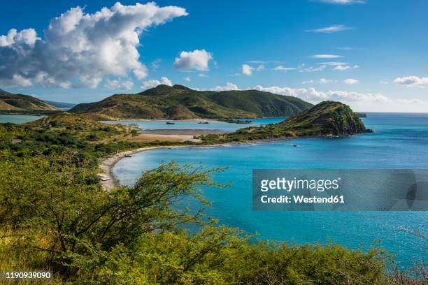 scenic view over south peninsula of st. kitts, st. kitts and nevis, caribbean - saint kitts stockfoto's en -beelden