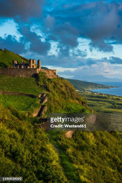view of brimstone hill fortress against sky, st. kitts and nevis, caribbean - sint eustatius stock pictures, royalty-free photos & images
