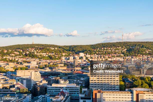 exterior of buildings against sky in stuttgart, germany - fernsehturm stuttgart stock pictures, royalty-free photos & images