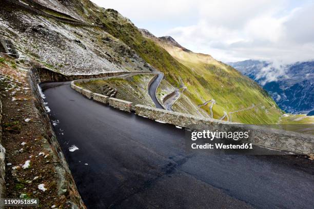 winding road, stelvio pass, trentino-alto adige, italy - stelvio pass stock pictures, royalty-free photos & images