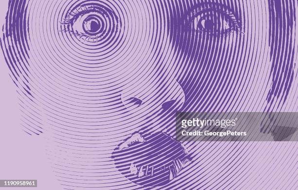 close-up of surprised woman puckering lips - puckering stock illustrations