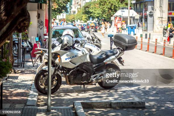 greek motorcycle police - motorcycle police officer stock pictures, royalty-free photos & images
