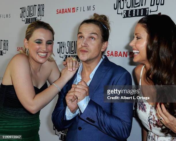 Harley Quinn Smith, Jason Mewes and Shannon Elizabeth arrive for Saban Films' "Jay & Silent Bob Reboot" Los Angeles Premiere held at TCL Chinese...