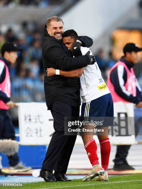 Erik of Yokohama F.Marinos celebrates scoring his side's third goal during the J.League J1 match between Kawasaki Frontale and Yokohama F.Marinos at...