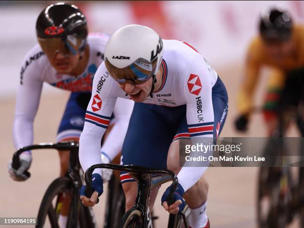 Jason Kenny of Great Britain competes in the Men's Keirin First Round Repechage during the UCI Track Cycling World Cup Hong Kong on day 2 at Hong...