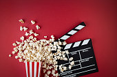 popcorn and clapperboard