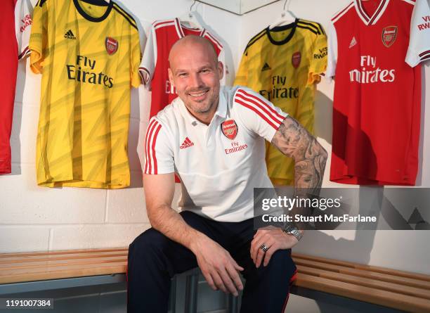 Arsenal Interim Head Coach Freddie Ljungberg before a training session at London Colney on November 30, 2019 in St Albans, England.