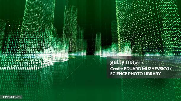 smart city, conceptual illustration - matrix wallpaper stock pictures, royalty-free photos & images