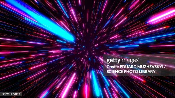 hyperspace jump, conceptual illustration - all color stock-fotos und bilder