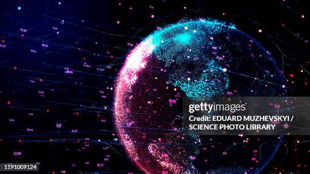 digital world, conceptual illustration - global data stock pictures, royalty-free photos & images