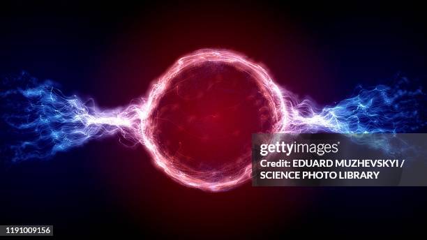 plasma flowing from ball, illustration - plasma ball foto e immagini stock