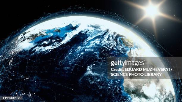 digital world, conceptual illustration - solar system fotografías e imágenes de stock