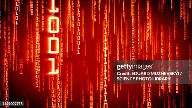 binary code, conceptual illustration - code red stock pictures, royalty-free photos & images