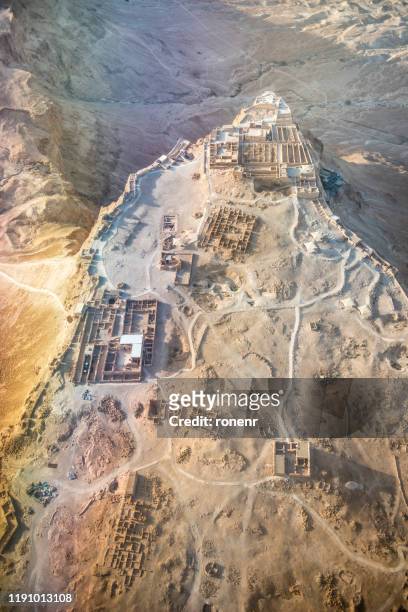 aerial view of masada, israel - masada stock pictures, royalty-free photos & images
