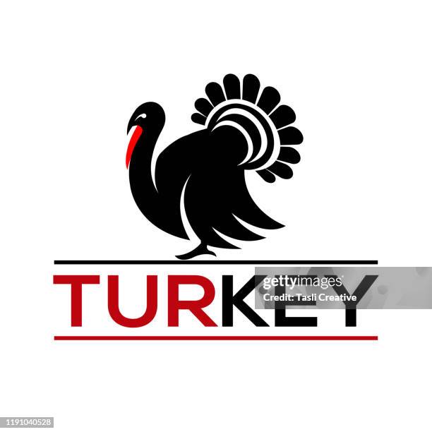stockillustraties, clipart, cartoons en iconen met vector turkije pictogram boerderij logo ontwerp - kalkoen