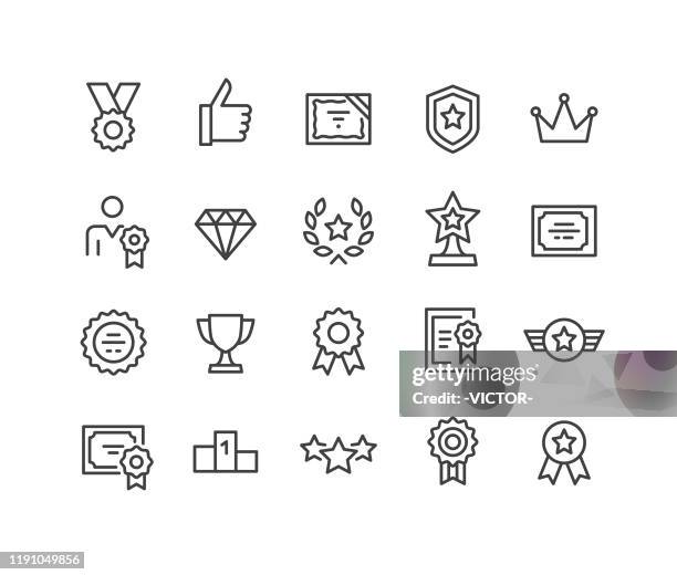 ilustrações de stock, clip art, desenhos animados e ícones de awards icons - classic line series - insignia símbolo