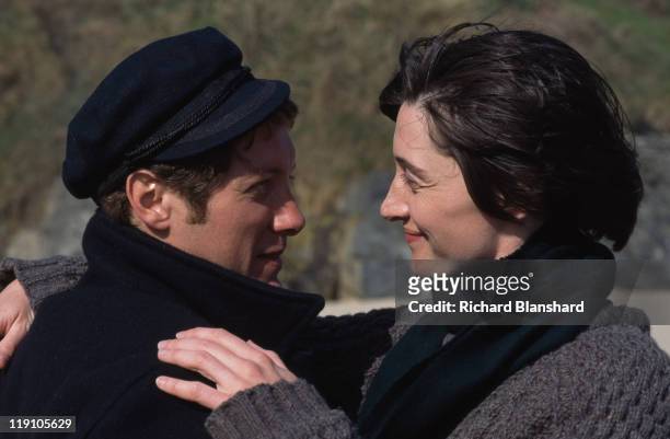 American actor James Spader stars with French actress Anne Brochet in the film 'Driftwood', 1997.