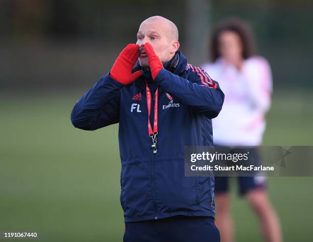 Arsenal Interim Head Coach Freddie Ljungberg during a training session at London Colney on November 30, 2019 in St Albans, England.