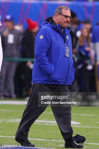 New York Giants general manager Dave Gettleman prior to the National Football League game between the New York Giants and the Philadelphia Eagles on...