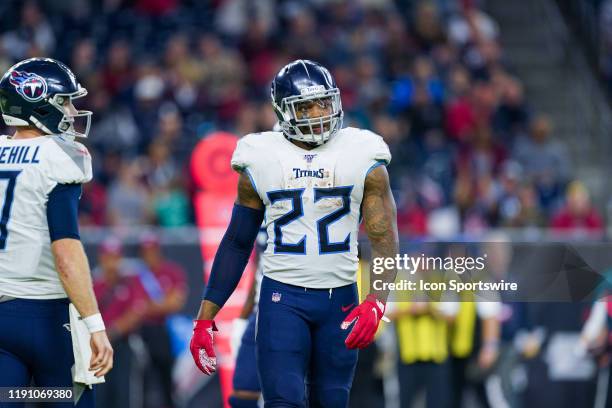 Tennessee Titans running back Derrick Henry looks over during the game between the Tennessee Titans and Houston Texans on December 29, 2019 at NRG...