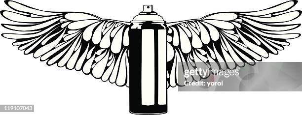 tin jet with wings - spread wings stock illustrations