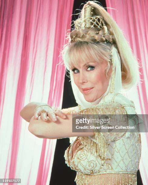 Barbara Eden, US actress, in a publicity portrait for the US television series, 'I Dream of Jeannie', USA, circa 1967. Eden starred as 'Jeannie' in...