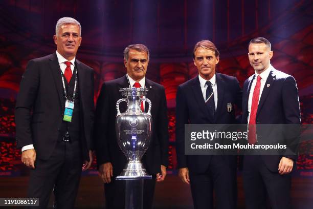 Vladimir Petkovic, Head Coach of Switzerland, Senol Gunes, Head Coach of Turkey, Roberto Mancini, Head Coach of Italy and Ryan Giggs, Head Coach of...