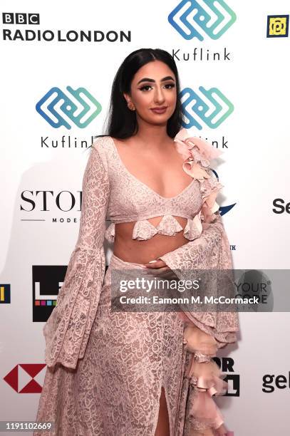 Karay attends the Brit Asia TV Music Awards 2019 at SSE Arena Wembley on November 30, 2019 in London, England.