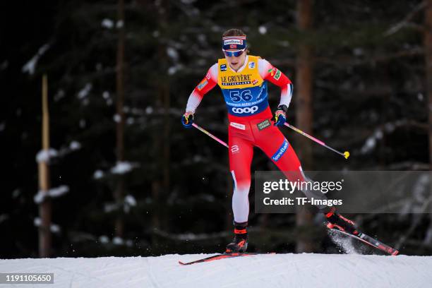 Astrid Uhrenholdt Jacobsen of Norway in action competes during the Women's 10 km final at the FIS Cross-Country World Cup Toblach at on December 31,...