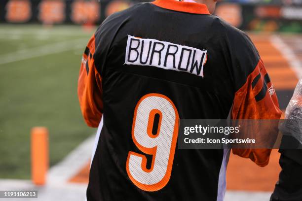 Cincinnati Bengals fan wears a modified "Joe Burrow" jersey before the game against the Cleveland Browns and the Cincinnati Bengals on December 29th...