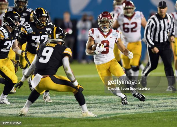 Trojans wide receiver Amon-Ra St. Brown gains yards after catching a pass during the 2019 Holiday Bowl game played on December 27, 2019 against the...