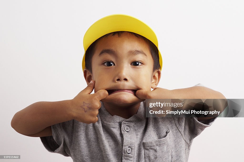 Boy making faces