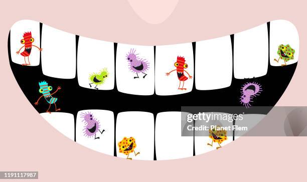 gingivitis bacteria - brushing teeth stock illustrations