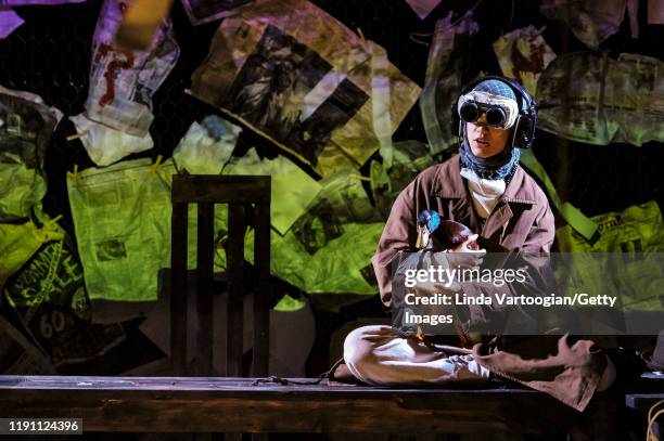 Iranian actress Setareh Pesyani performs, with a live duck, in the US debut of the Theatre Bazi/Lincoln Center Festival production of 'Gonge Khab...