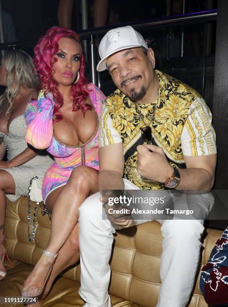 Coco and Ice-T are seen at E11EVEN Miami during New Year's Eve 2019 on December 31, 2019 in Miami, Florida.