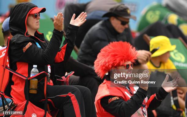 Fans show their support during the Women's Big Bash League match between the Melbourne Renegades and the Sydney Thunder at CitiPower Centre on...